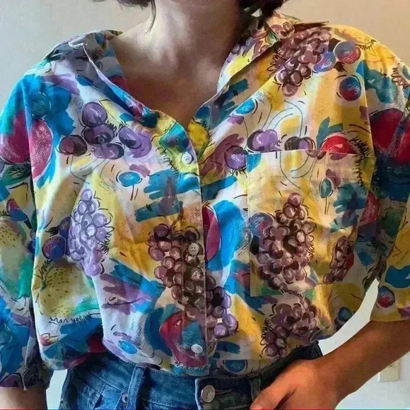 Vintage 90s novelty fruit print‎ button up - Picture 10 of 15